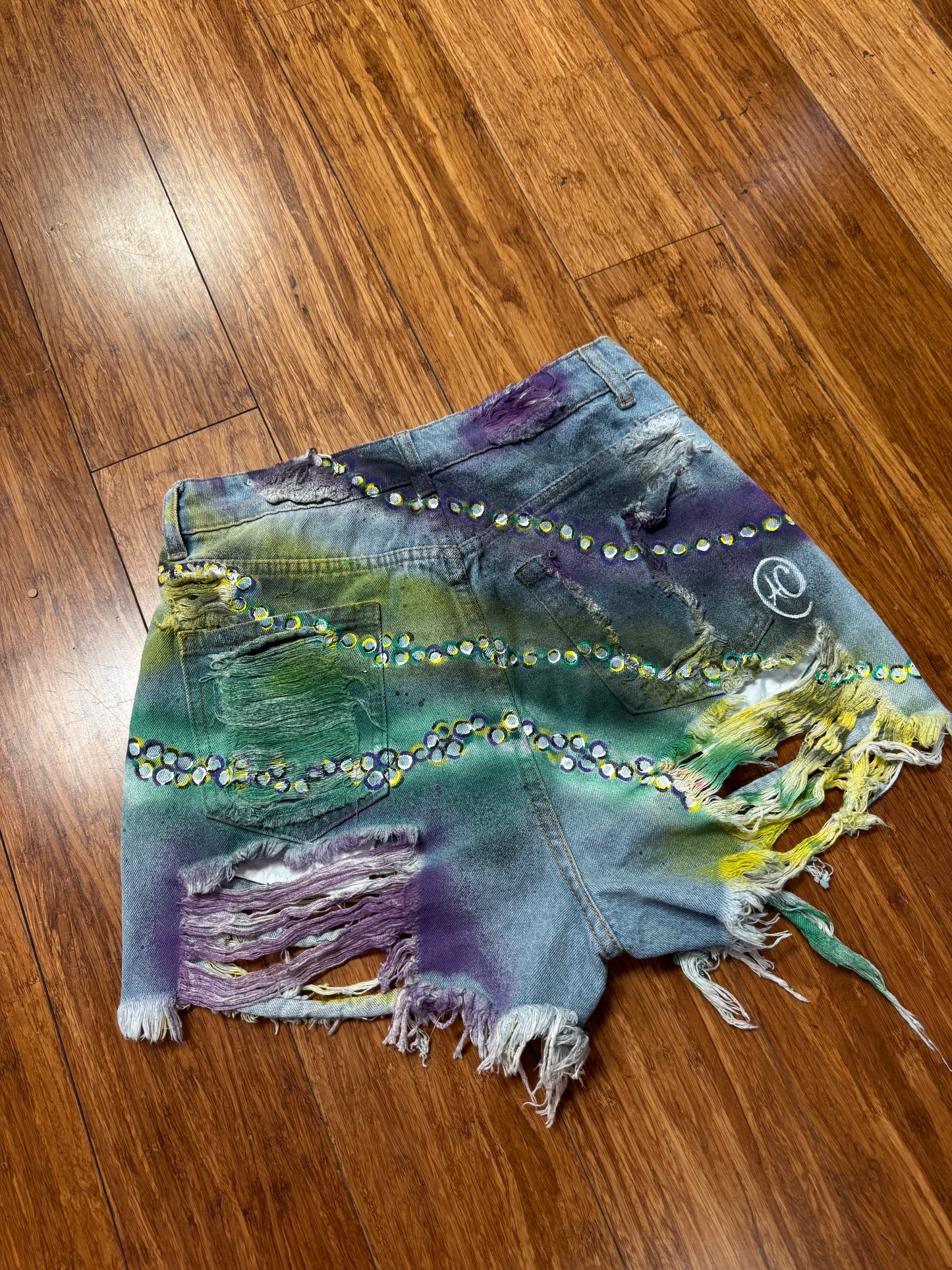 "PURELY AMAZING" CUSTOM MARDI GRAS SHORTS