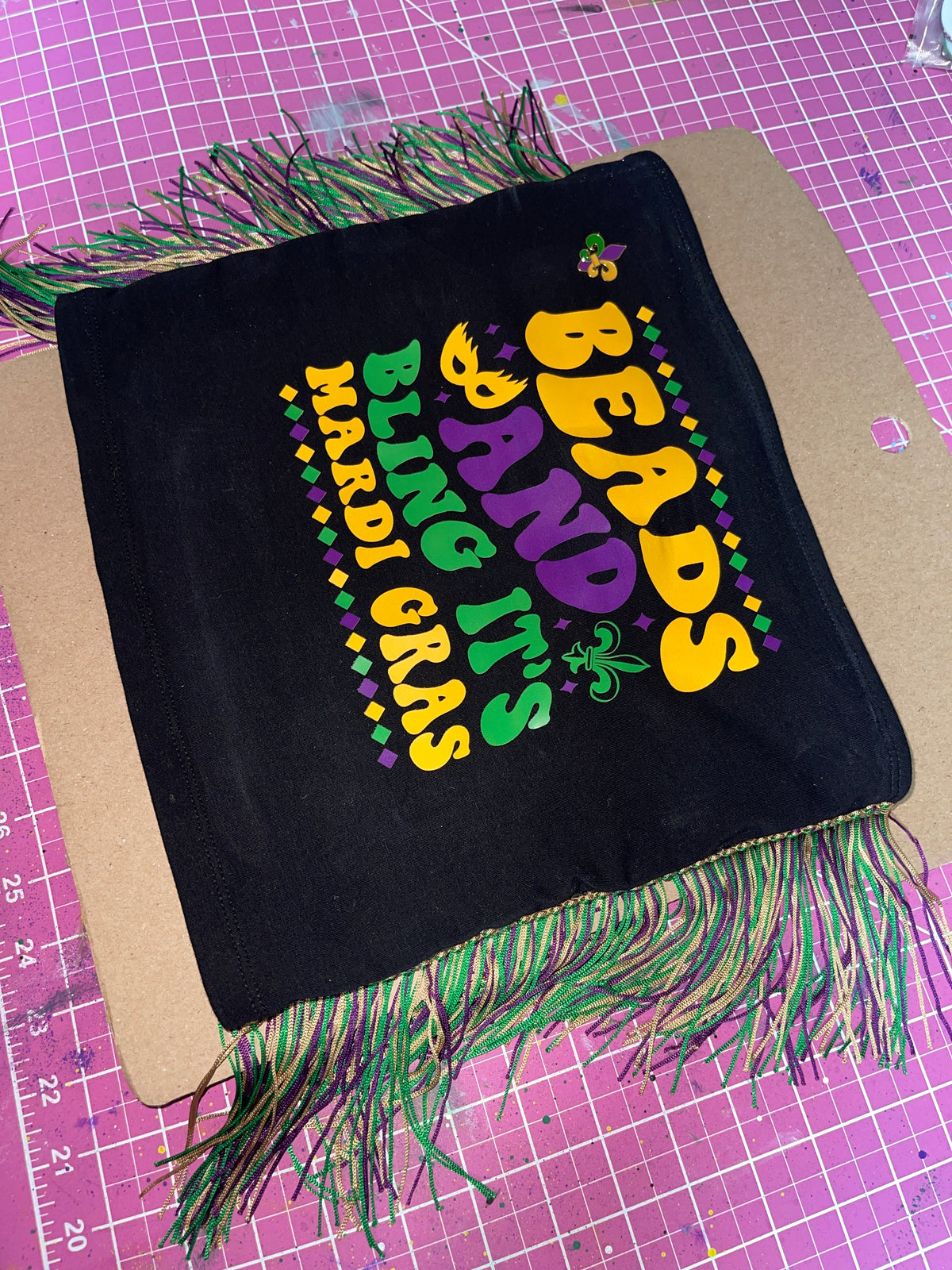 "BEADS AND BLING" CROP TUBE TOP WITH FRINGE