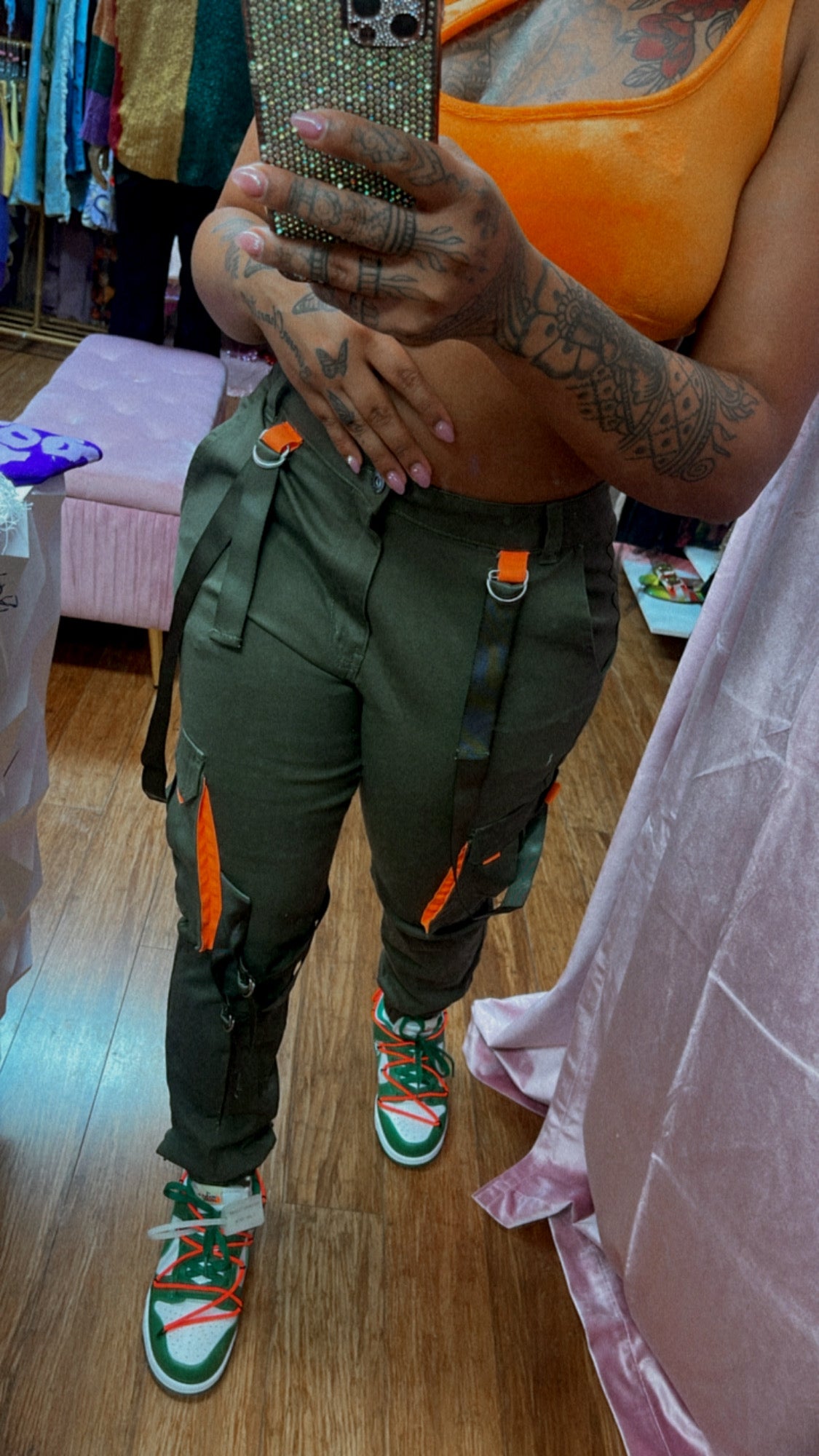 REDFOX STREETWEAR HIGH WAISTED CARGO PANTS