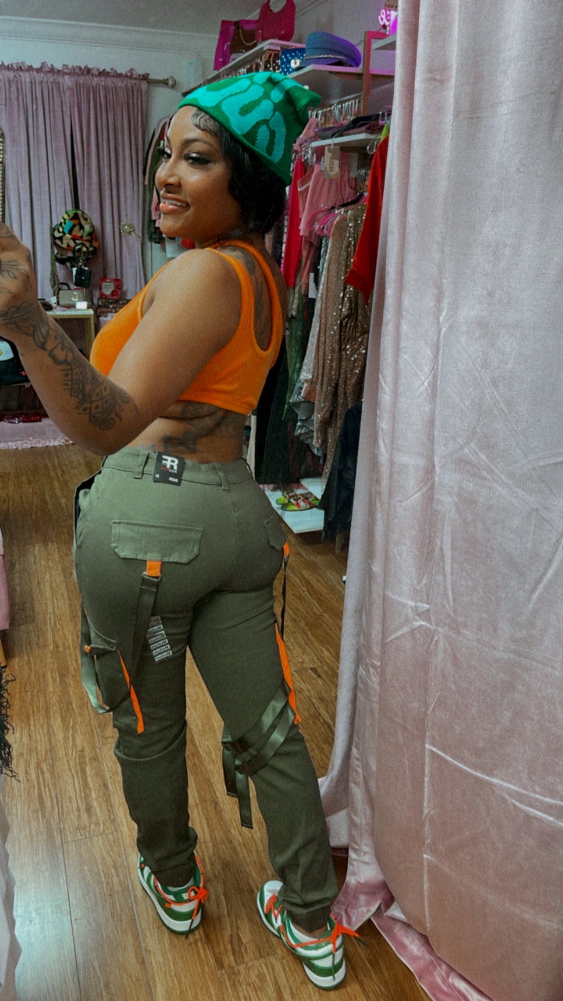 REDFOX STREETWEAR HIGH WAISTED CARGO PANTS