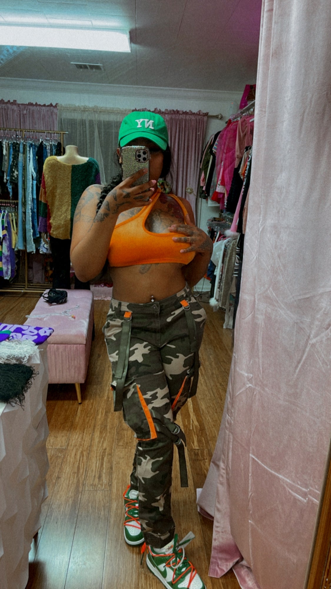 REDFOX STREETWEAR HIGH WAISTED CARGO PANTS