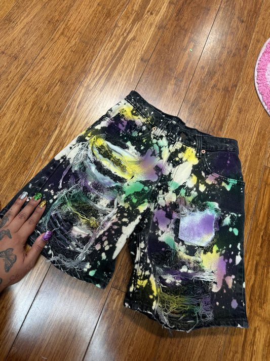 MARDI GRAS LEVIS DISTRESSED BOY SHORTS