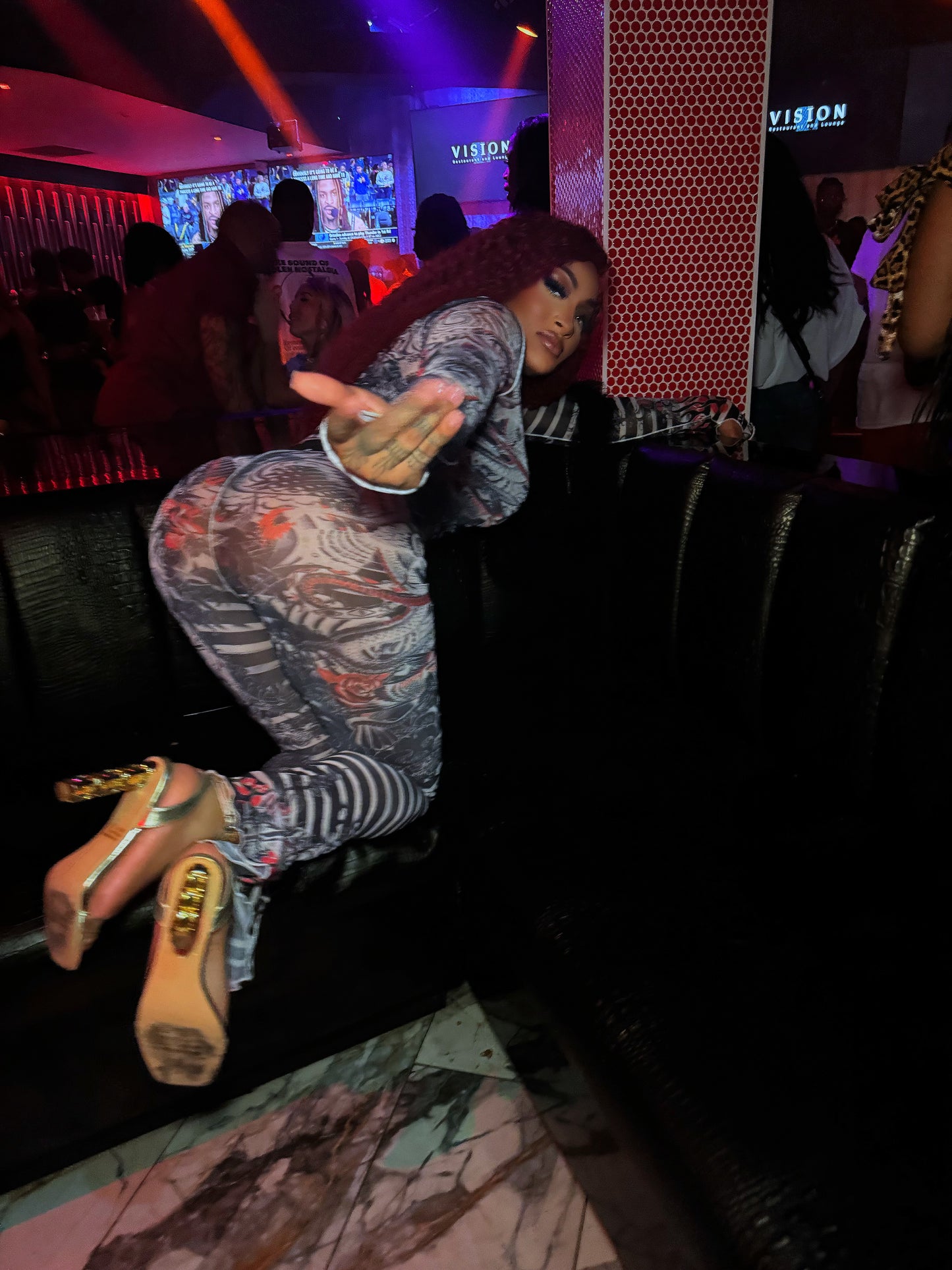 Two Piece Sets for Women Floral Dragon Print See Through Mesh Long Sleeve Crop Tops and Pants Sets