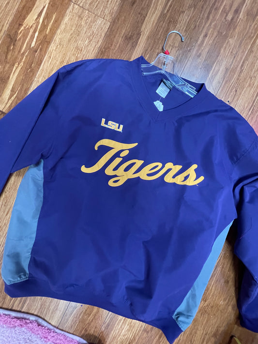 LSU TIGERS V-NECK WINDBREAKER PULLOVER JACKET