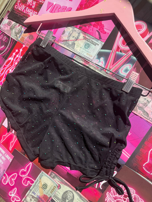 Custom-Made Rhinestone Mesh Shorts