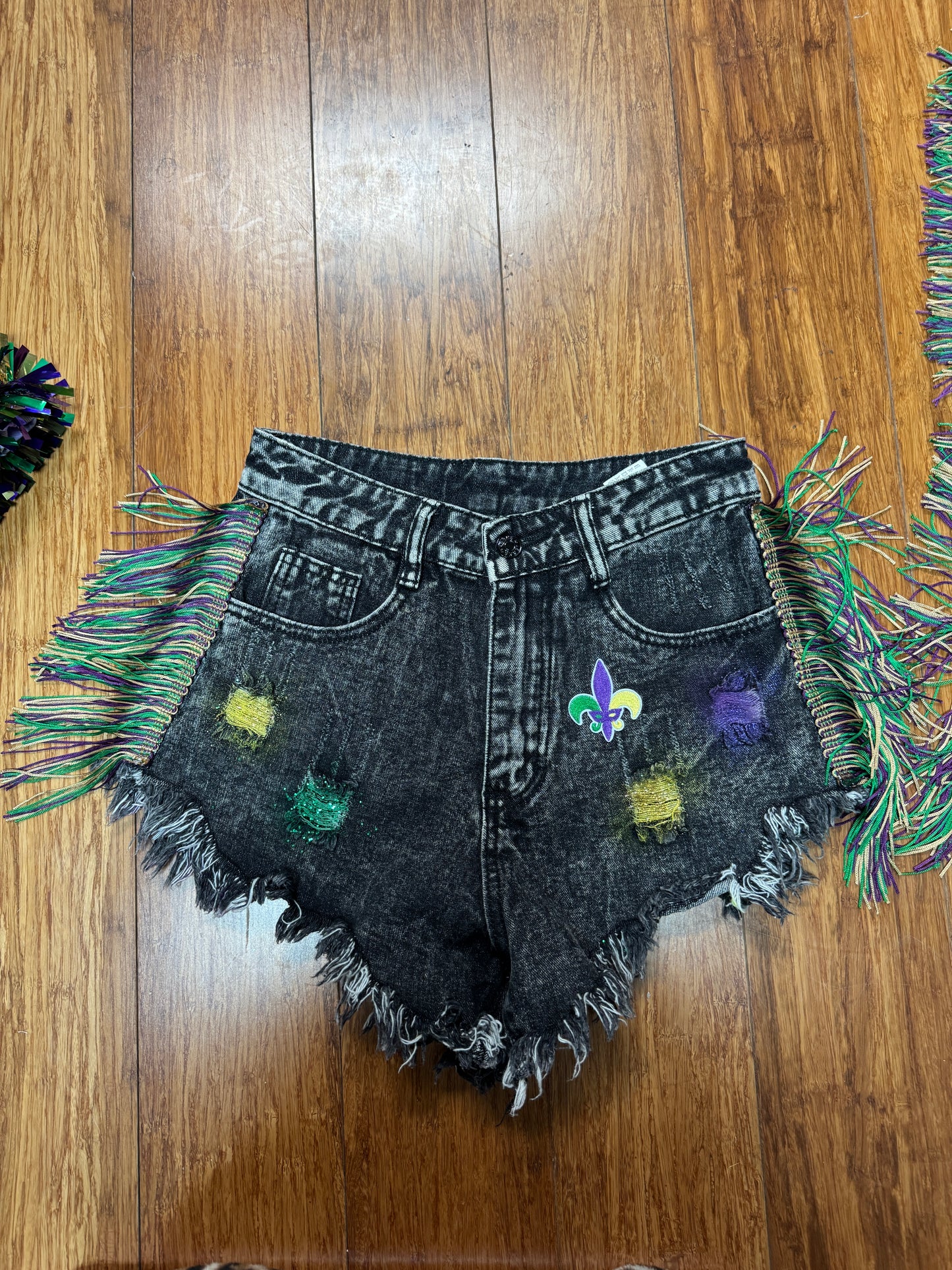 LAUGH NOW CRY LATER MARDI GRAS SHORTS