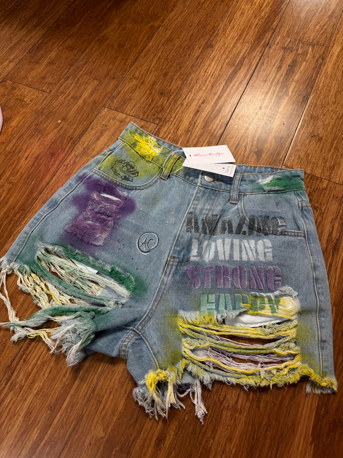 "PURELY AMAZING" CUSTOM MARDI GRAS SHORTS