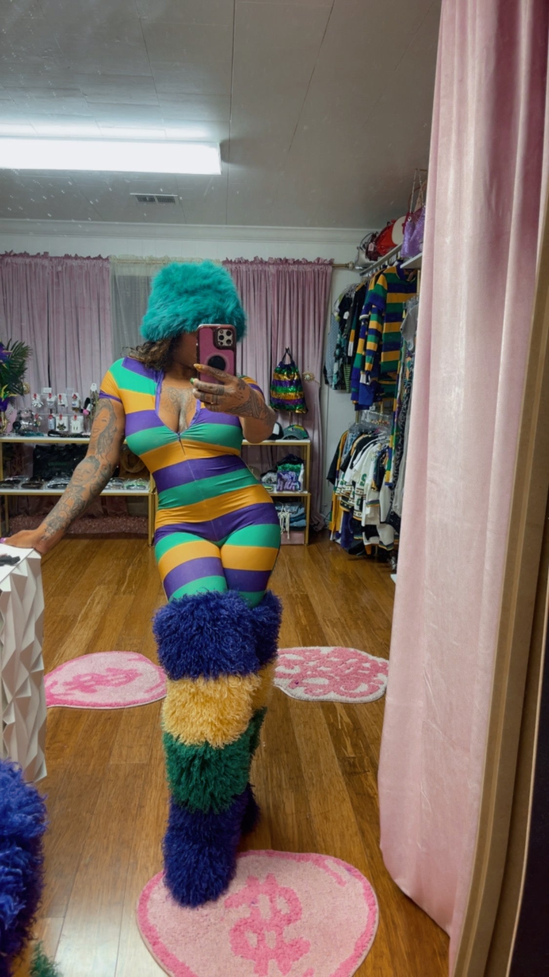 MARDI GRAS SHORT SLEEVE ONE PIECE ROMPER