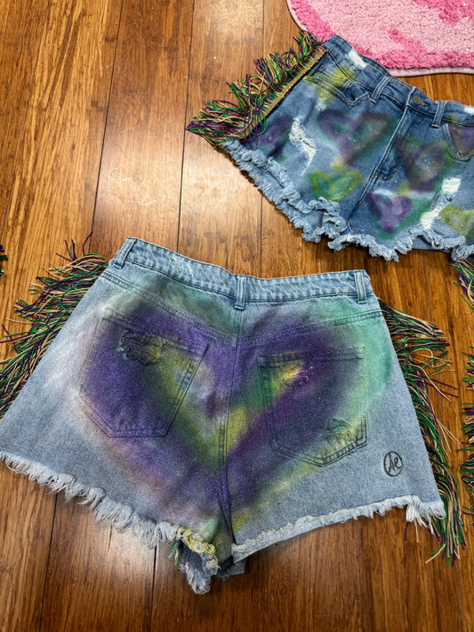 FULL OF LOVE MARDI GRAS SHORTS