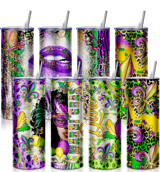 20oz Mardi Gras Print Tumbler Stainless Steel Cup