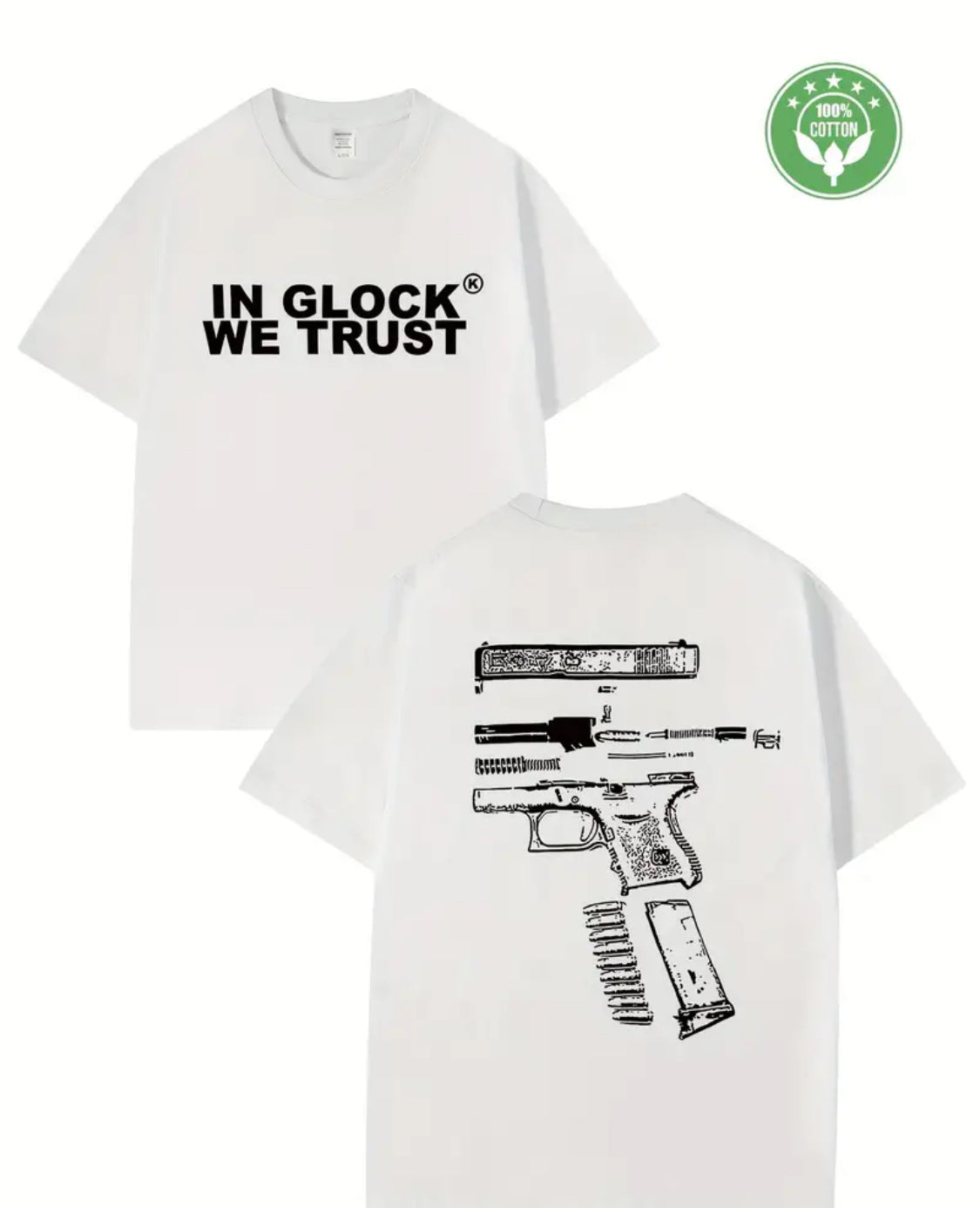 IN GLOCK WE TRUST TSHIRT MENS CASUAL GRAPHIC TEE