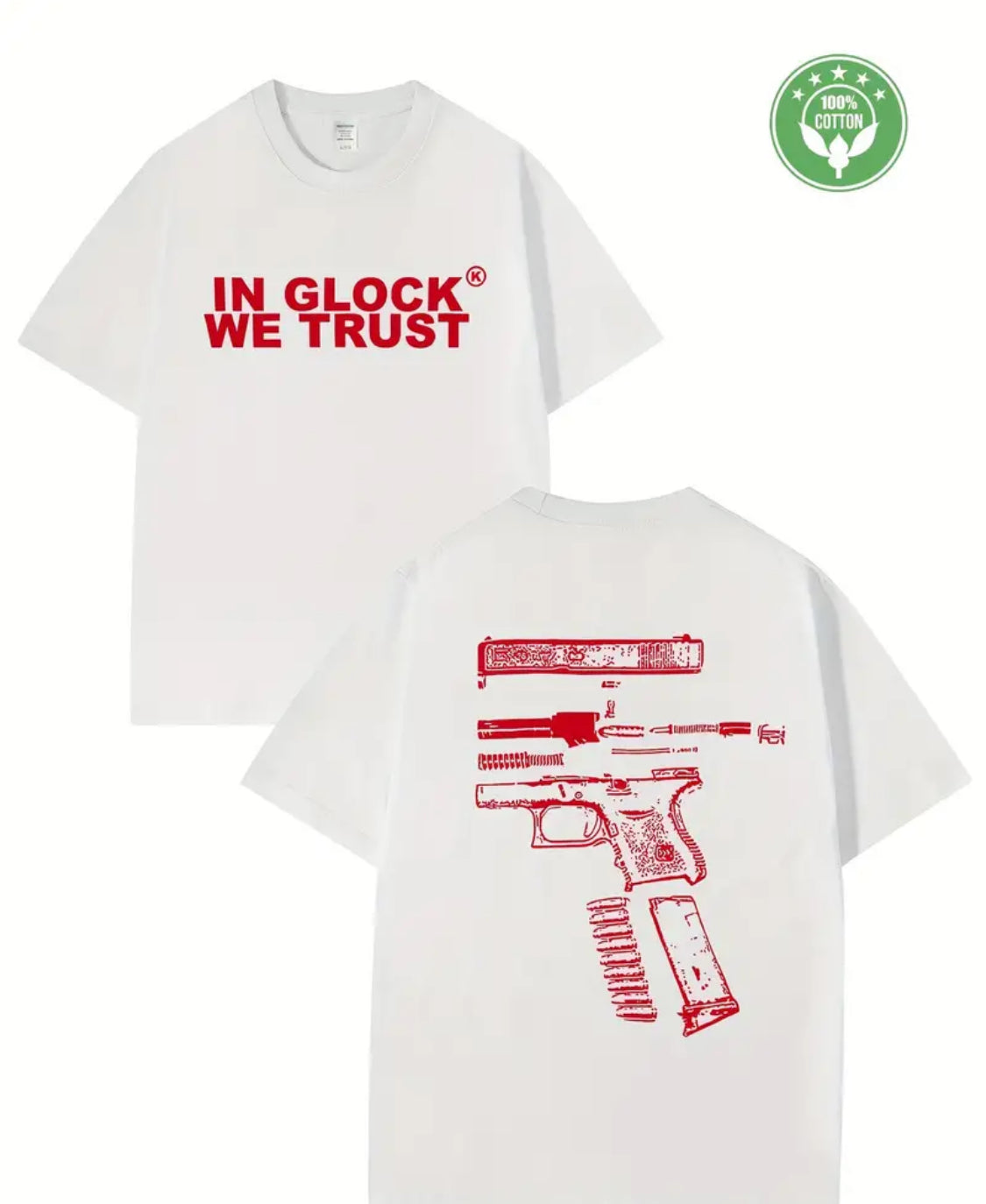 IN GLOCK WE TRUST TSHIRT MENS CASUAL GRAPHIC TEE