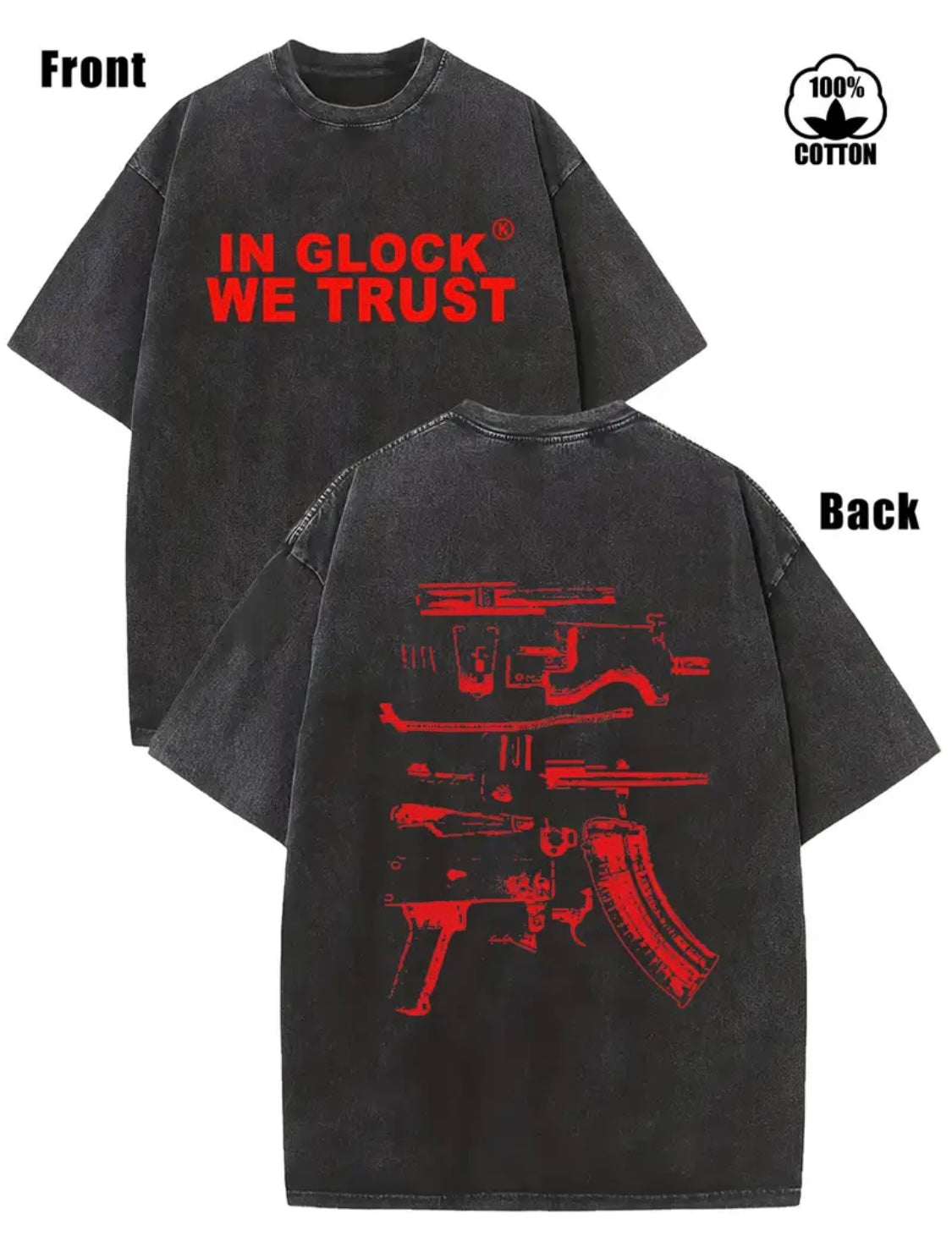 IN GLOCK WE TRUST TSHIRT MENS CASUAL GRAPHIC TEE