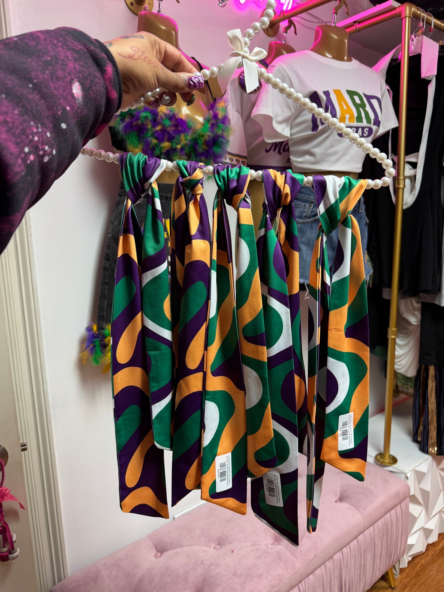 MARDI GRAS HEADBAND TIE ACCESSORY