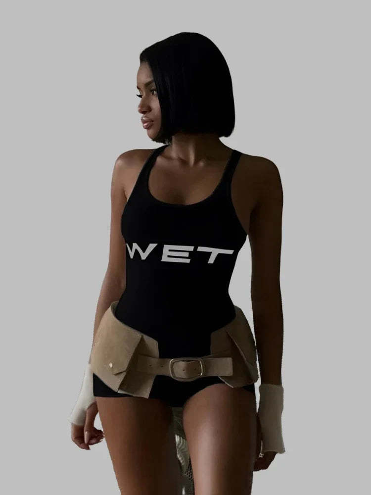 SLEEVELESS VIRAL YEZZY WET ONE-PIECE ROMPER