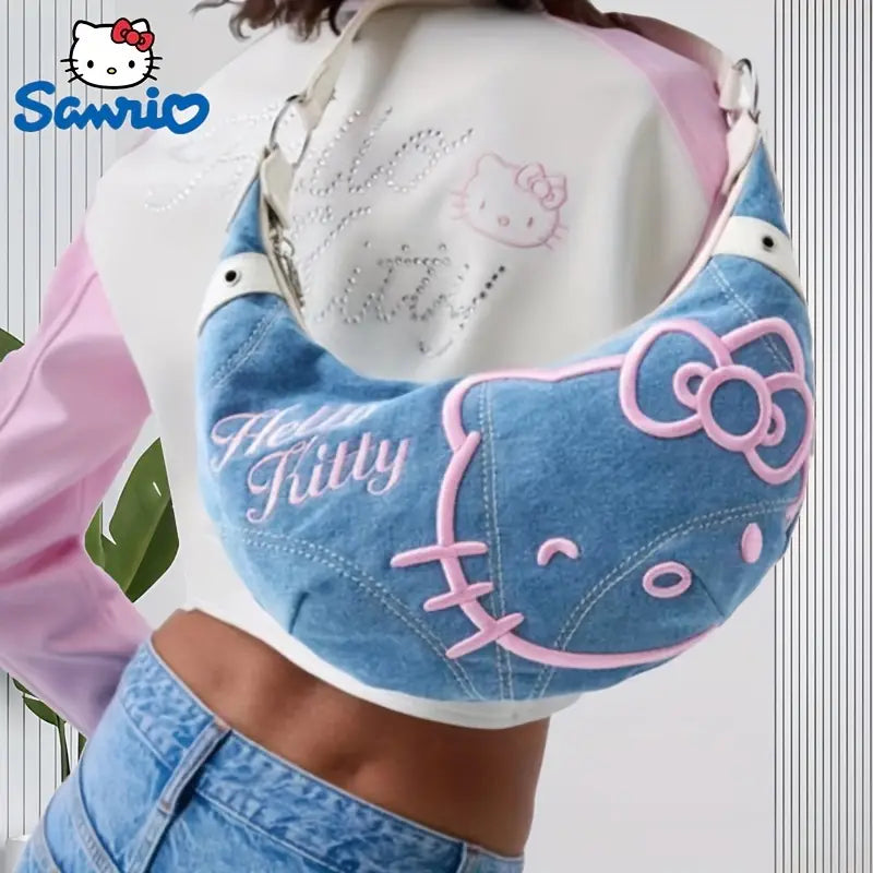 SANRIO HELLO KITTY DENIM SHOULDER HANDBAG