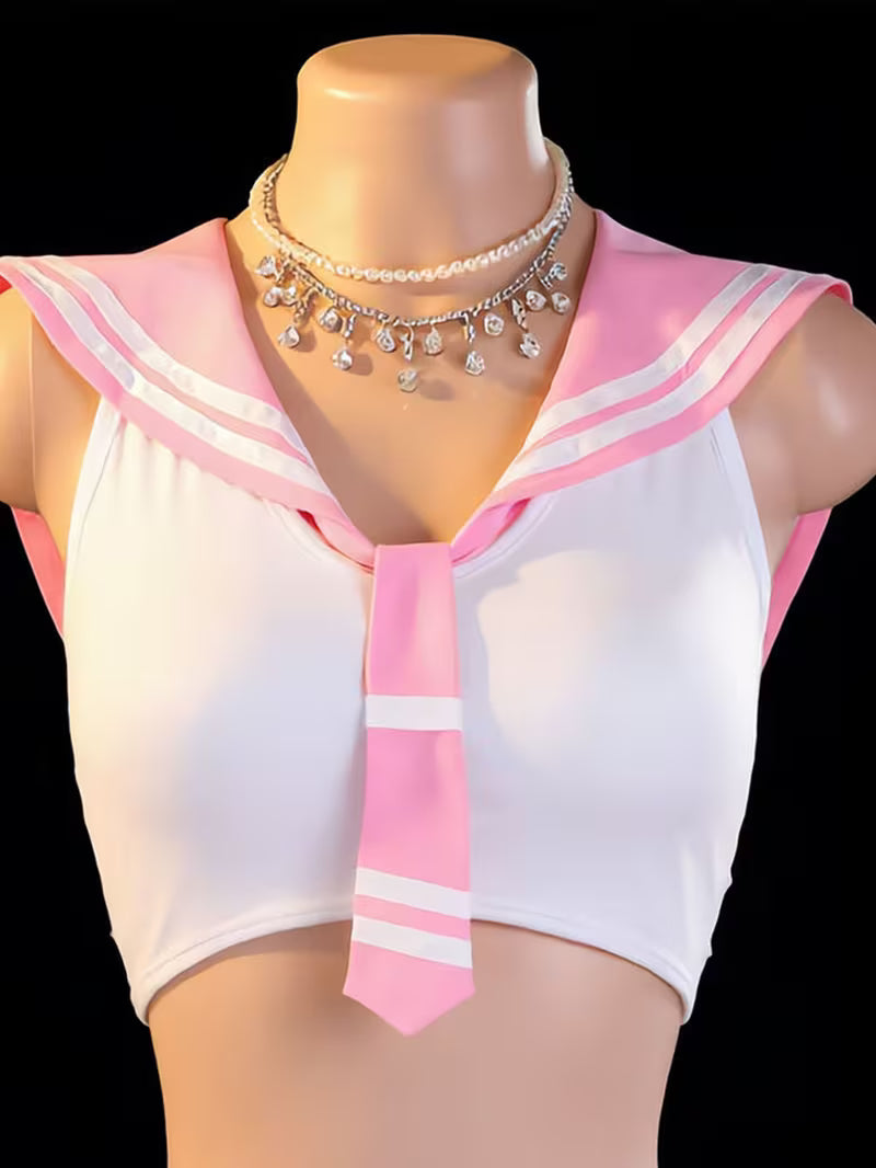 2pcs Women's Sexy Sailor Cosplay Lingerie Set