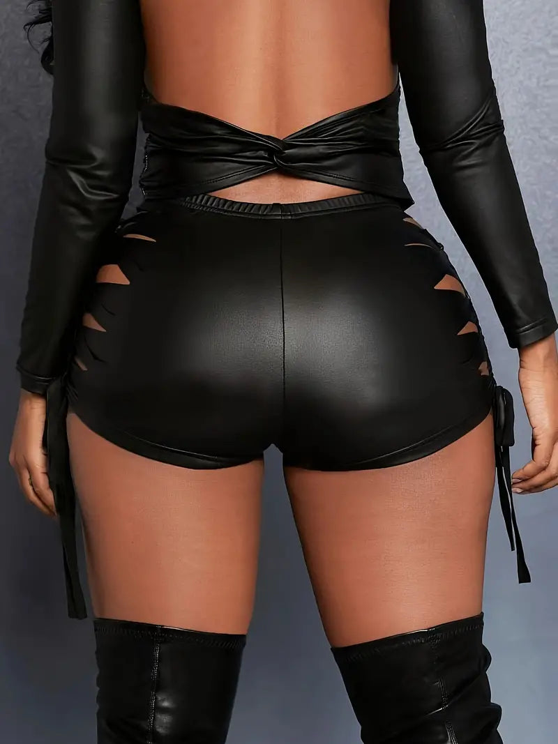 WOMEN'S SEXY PU LEATHER BIKER SHORTS "BETWEEN US"