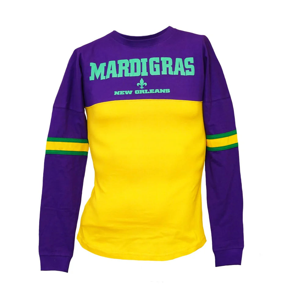 ADULT UNISEX MARDI GRAS LONG SLEEVE RAGLAN TEE T-SHIRT