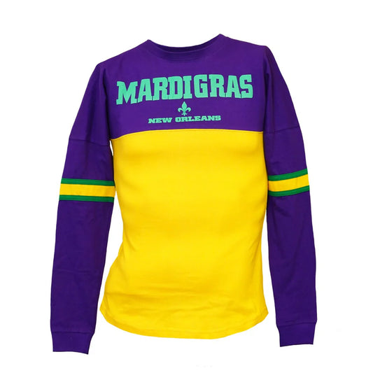 ADULT UNISEX MARDI GRAS LONG SLEEVE RAGLAN TEE T-SHIRT