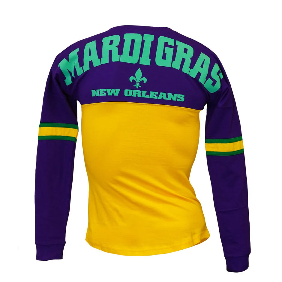 ADULT UNISEX MARDI GRAS LONG SLEEVE RAGLAN TEE T-SHIRT