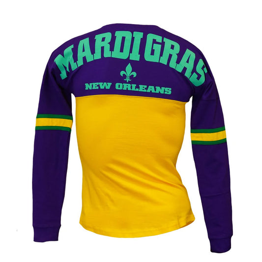 ADULT UNISEX MARDI GRAS LONG SLEEVE RAGLAN TEE T-SHIRT