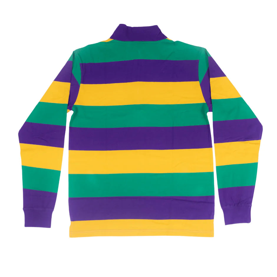ADULT UNISEX MARDI GRAS STRIPED QUARTER-ZIP PULLOVER