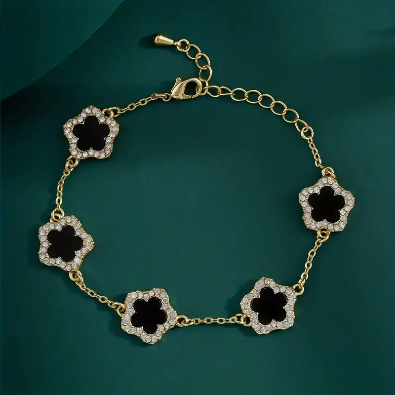 RHINESTONE CLOVER BRACELET