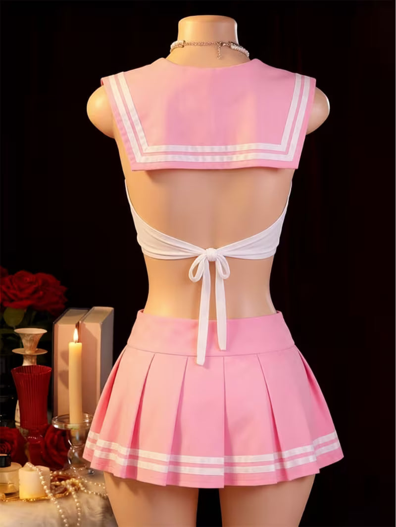 2pcs Women's Sexy Sailor Cosplay Lingerie Set