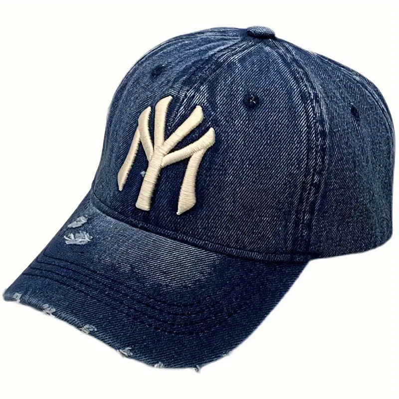 DISTRESSED NEW YORK YANKEES DENIM BASEBALL CAP