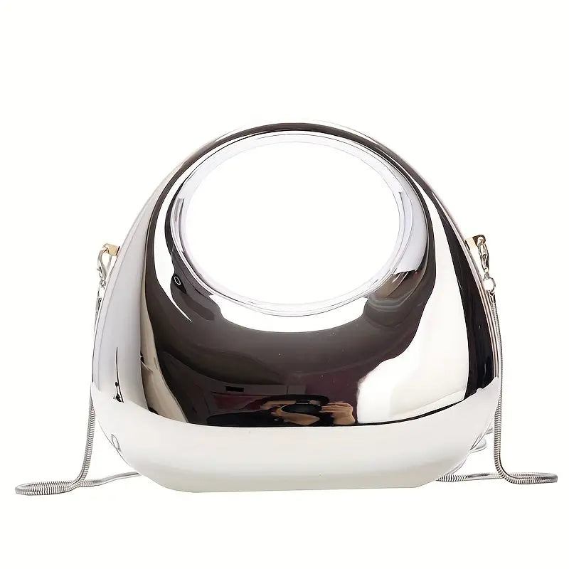 Acrylic Evening Clutch Purse Moon Shape Unique Transparent Evening Handbag