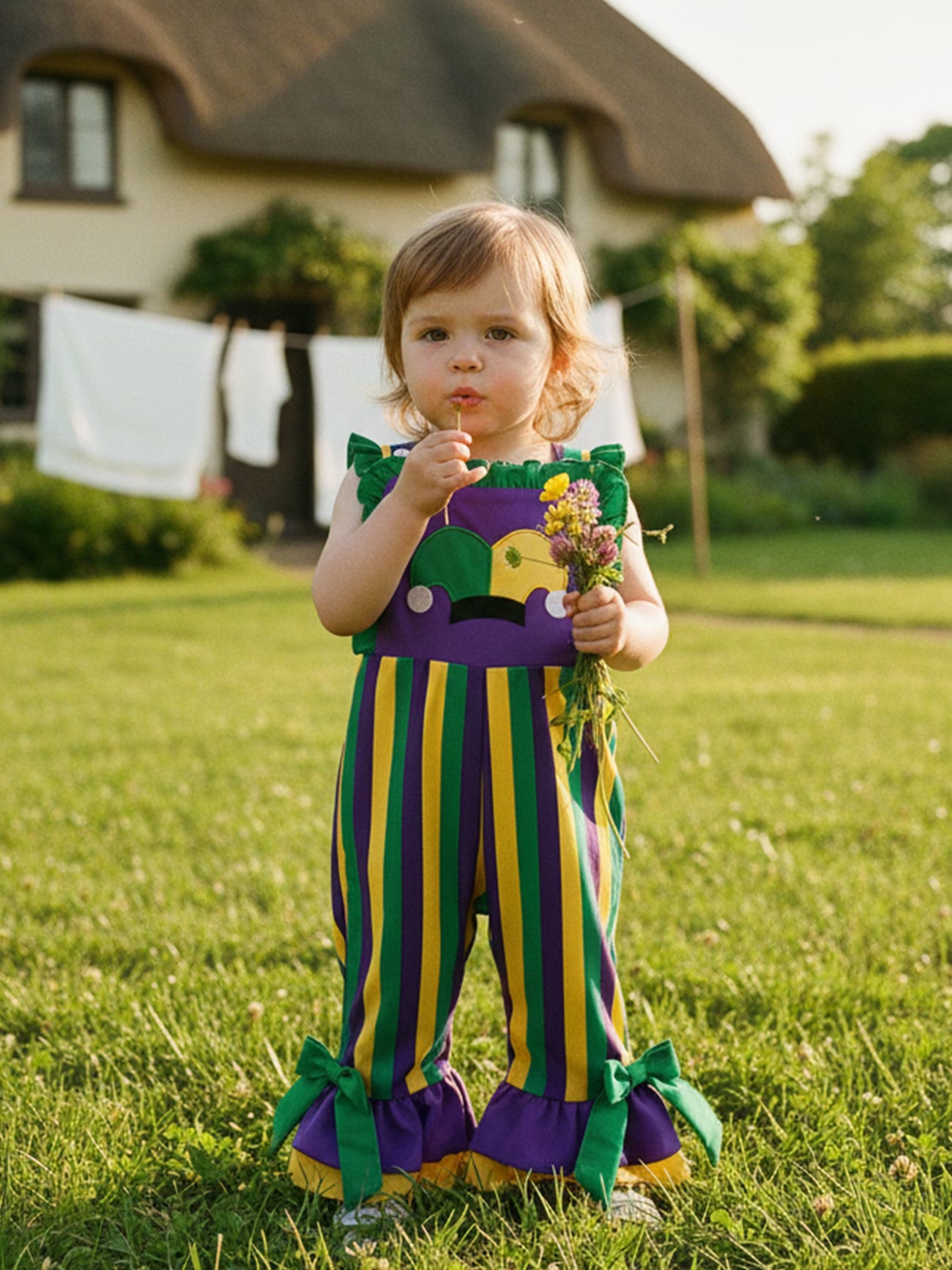 Toddler Girl Overalls Outfit Sleeveless Bell-Bottom One Piece Romper Jumpsuit