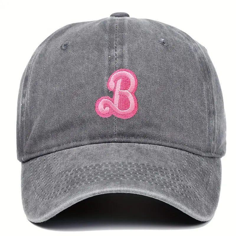 B Letter Embroidered Baseball Cap Solid Color Washed Distressed Dad Hats Lightweight Adjustable Sun Hat For Women Girls