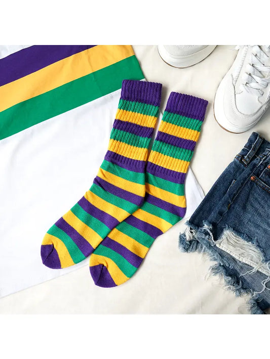 Mardi Gras Slouchy Socks Boot Socks