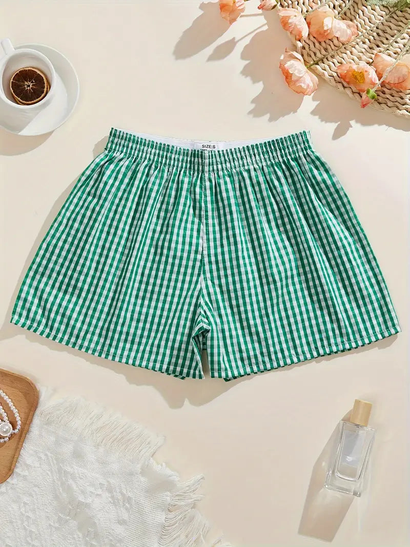 CASUAL PLAID PRINT BOXER SHORTS