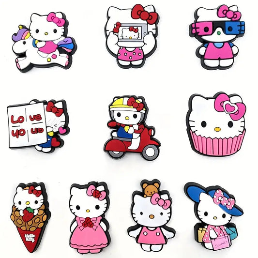 10 PC SET Cute Kitty Shoe Charms for Croc Girls