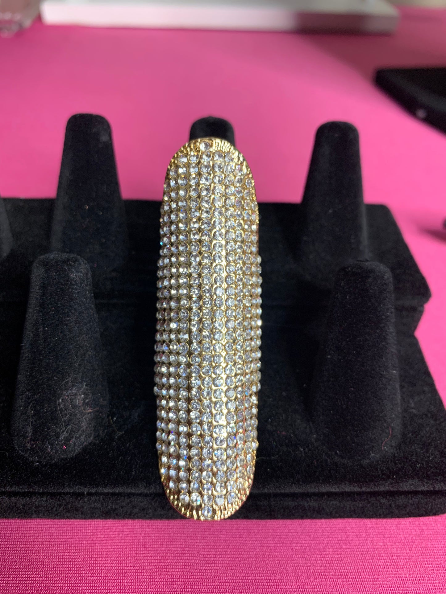 Gold Plated Rhinestone Extended Ring