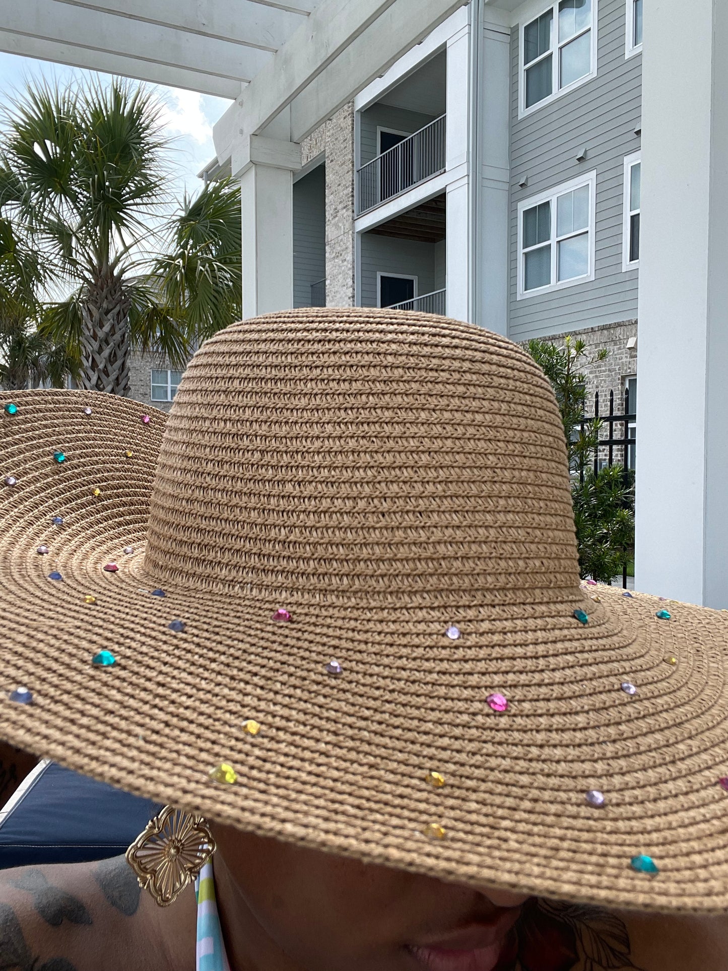 Colorful Rhinestone Sun Hat