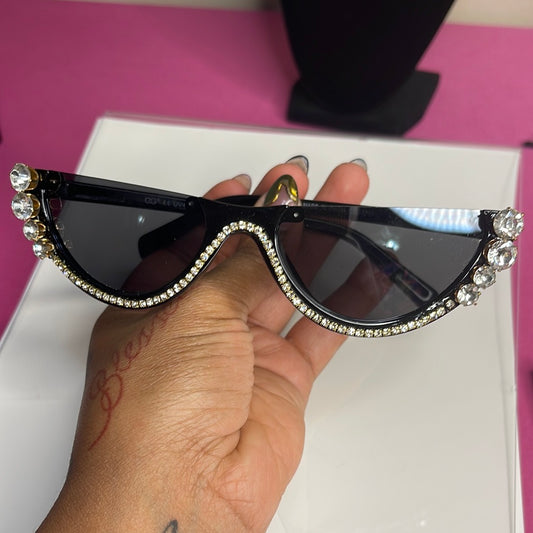 Women’s Rhinestone Half Frame Sunglasses