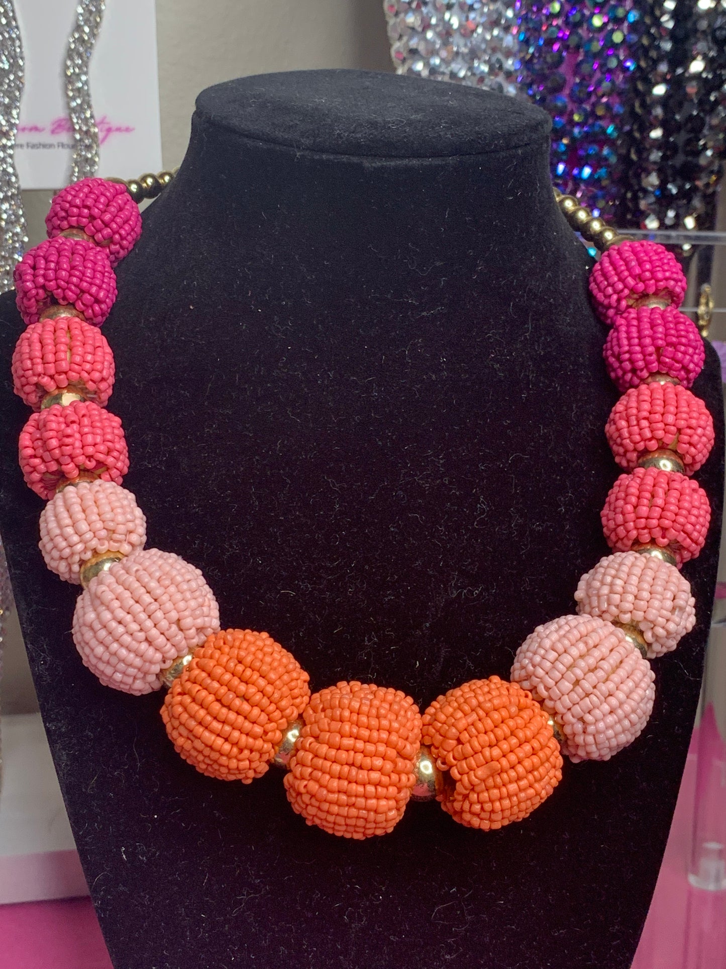 2Tone Beaded Bulbed Necklace