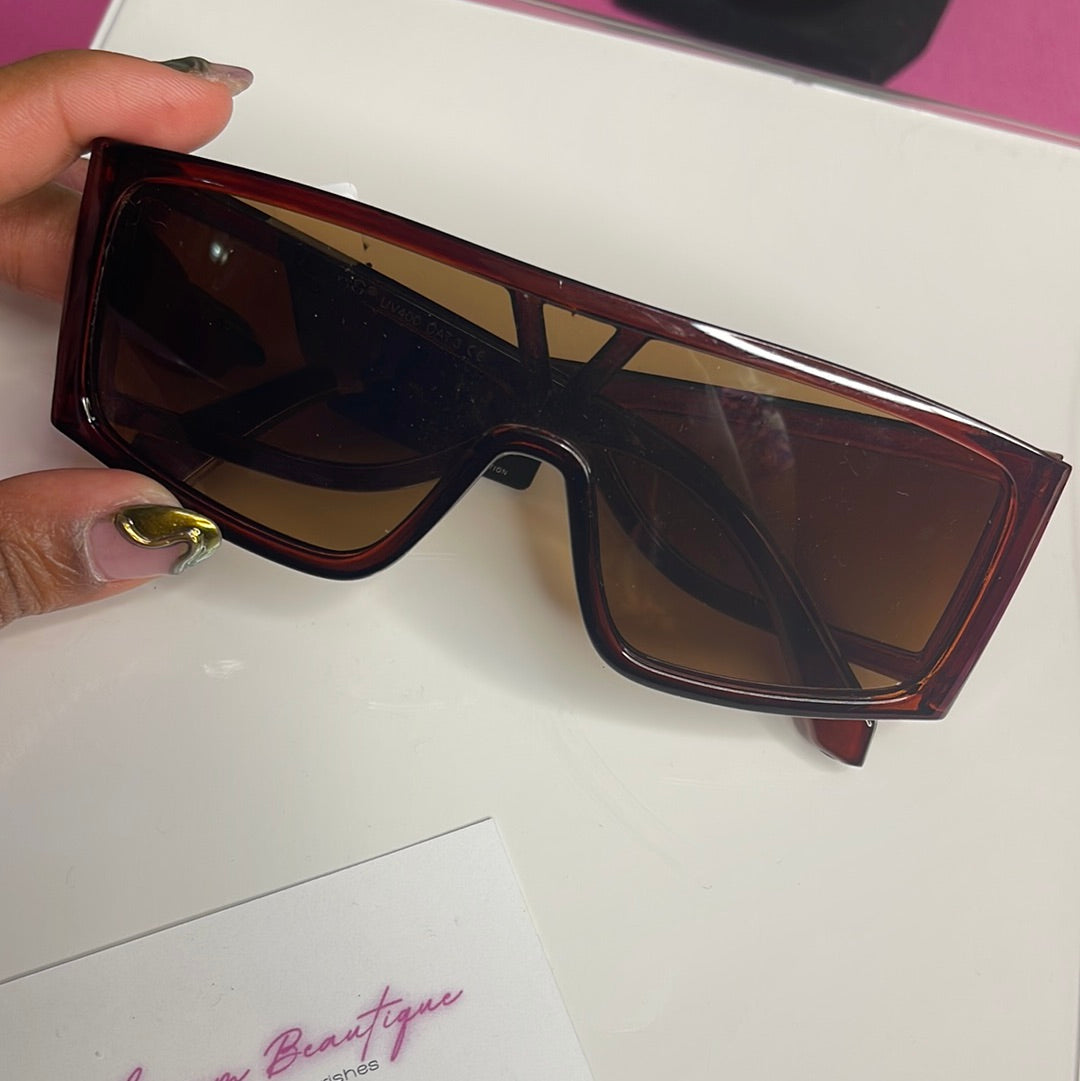 Womens Brown Solid Brown Tint Sunglasses