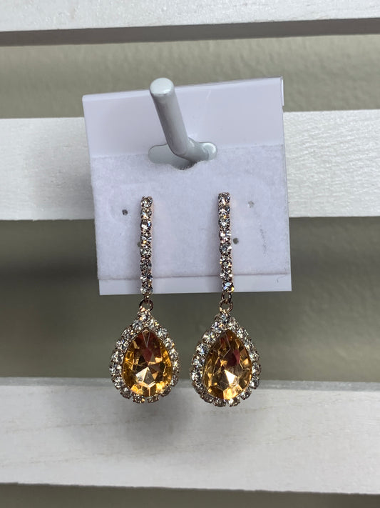 Rhinestone Tear Drop Dangle Earrings