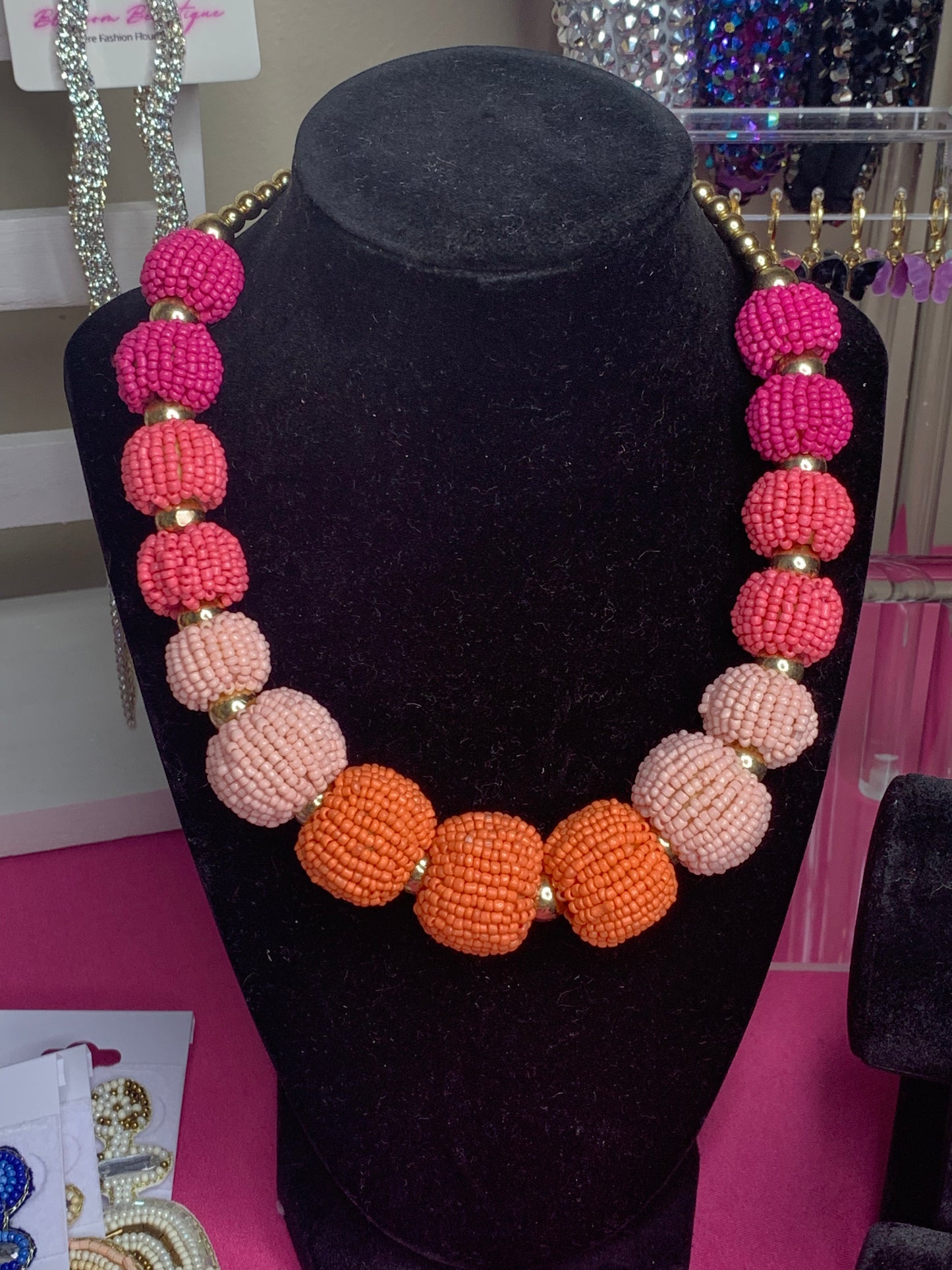 2Tone Beaded Bulbed Necklace