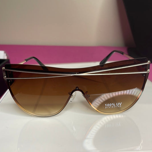 Womens Ombre Brown Half Moon Sunglasses