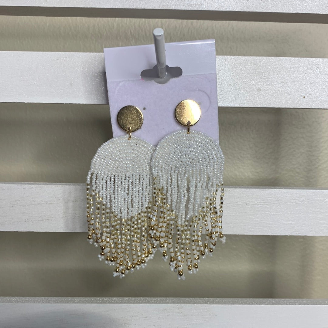 Gold Plated Beaded Horizon Dangle Earrings