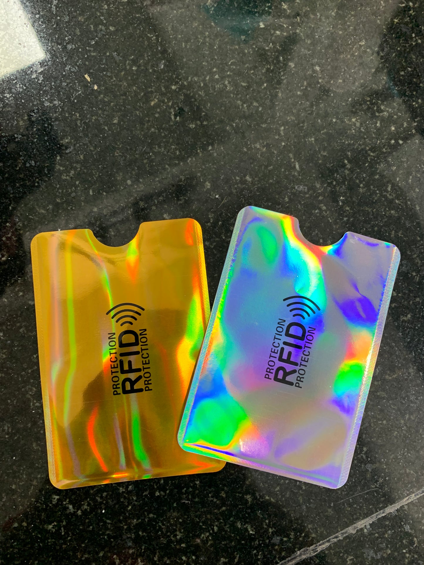 2 Piece RFID Holographic Blocking Sleeves Card Holder Blocking Bank Anti thief Wallet Protect Case Credit Cards Safety Identity Theft Prevention