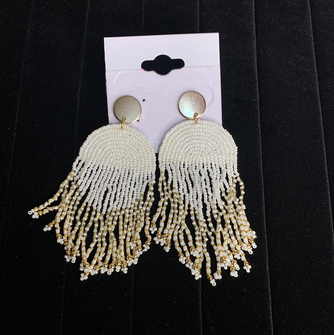 Gold Plated Beaded Horizon Dangle Earrings