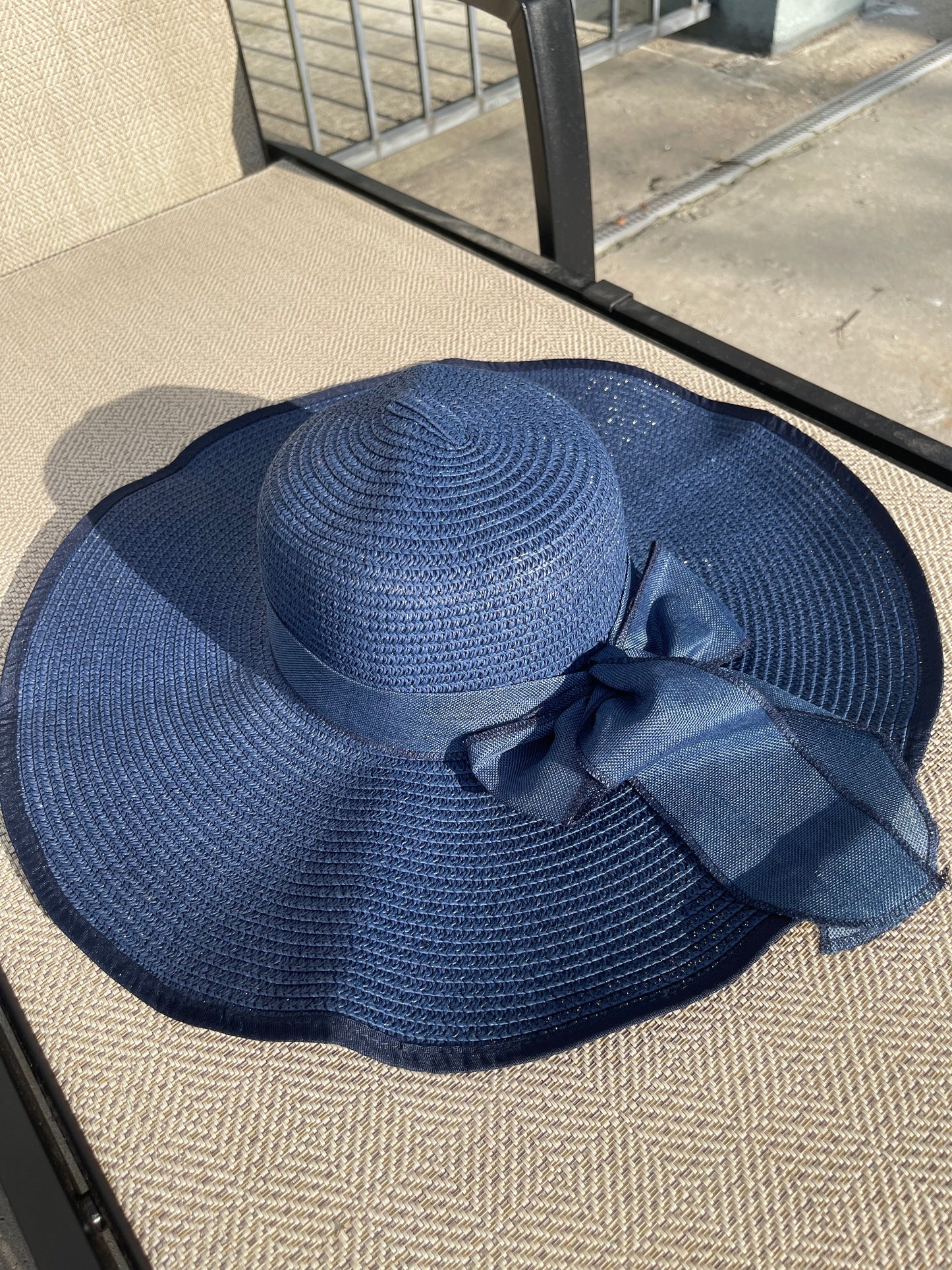 Blue Woven Sun Hat