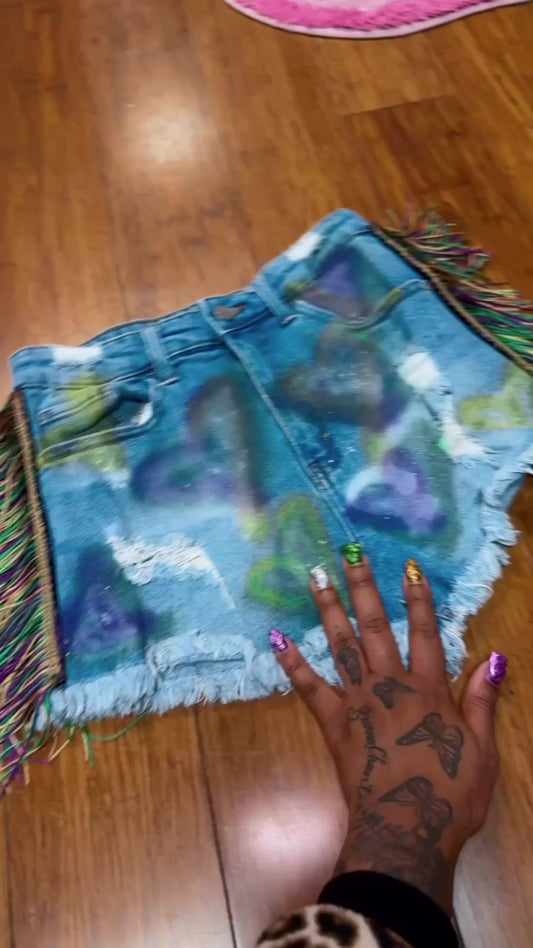 DOUBLE DOSES OF LOVE MARDI GRAS SHORTS