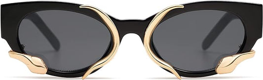 Trendy Sunglasses for Women Men Vintage Narrow Cat-eye Metal Snake Accessories